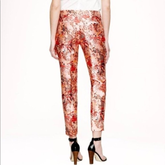 J. Crew Pink Butterfly Print Silk Tapered Pants - Picture 3 of 11